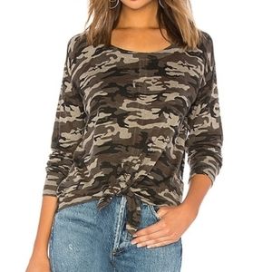 Camouflage front tie sweater